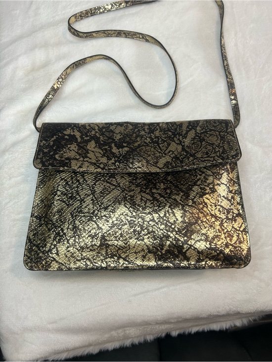 Furla Handbags - Furla Vintage leather Metallic Gold and Black Patterned Clutch/ Crossbody